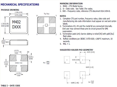 CTS晶振,贴片晶振,402晶振,402F2401XIAR晶振