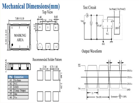 鸿星晶振,差分晶振,D7ST六脚石英晶振