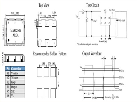 鸿星晶振,压控晶振,D7SV六脚压控晶振