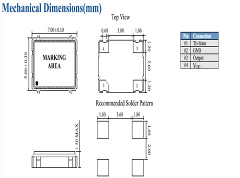 鸿星晶振,有源晶振,D7SX四脚有源晶振
