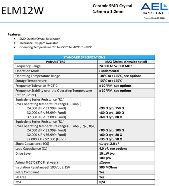 ELM12W规格