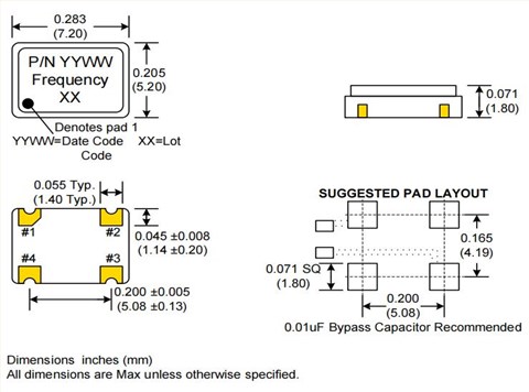 C3290-30.000,30MHz,7050mm,Crystek轻薄型晶振,宽带接入晶振