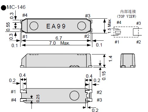 陶瓷面32.768K时钟表晶,音叉型7015mm谐振器,MC-146晶振