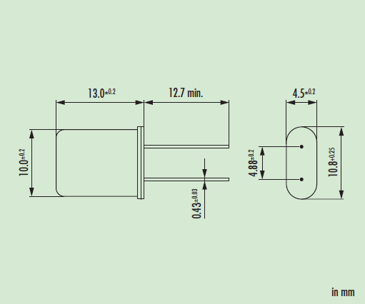 直插引脚插件晶振,金属材质两脚谐振器,HC49/U晶振