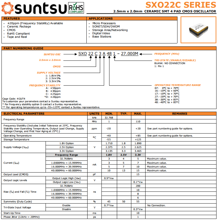 SXO22C 2520 OSC