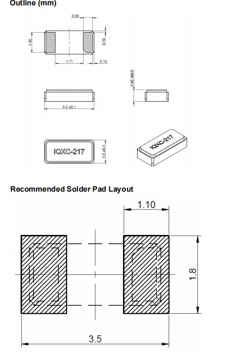 IQD晶振,IQXC-217晶振,两脚贴片晶振