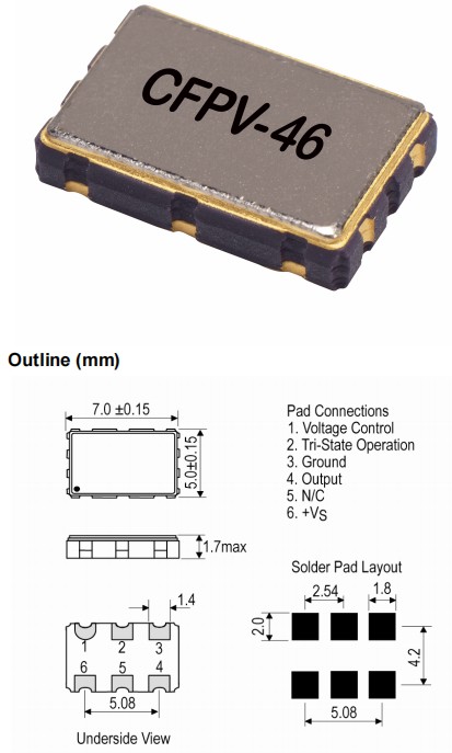 IQD晶振,CFPV-46晶振,压控晶体振荡器