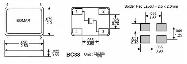 Bomar晶振,BC38晶振,BC38EFA120-10.000000晶振