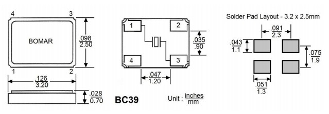 Bomar晶振,BC39晶振,BC39EFD120-10.000000晶振