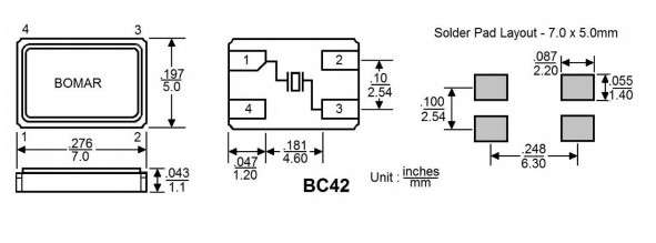Bomar晶振,BC42晶振,BC42EFD120-10.000000晶振