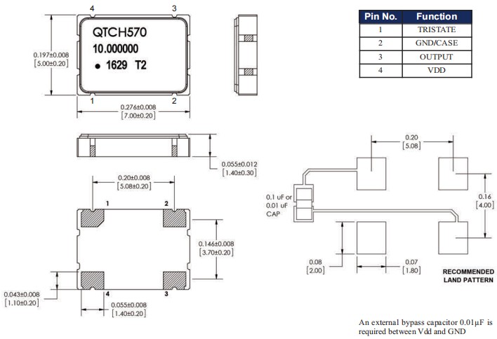 Q-Tech晶振,QTCH570晶振,QTCH570UD92-20.000MHz晶振