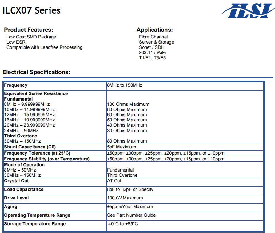 ILCX07规格