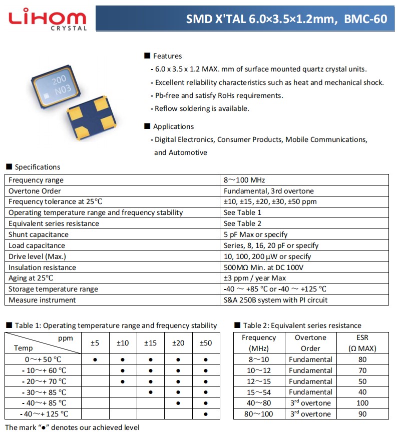 BMC-60规格