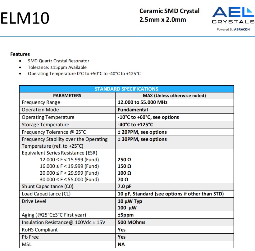 ELM10规格