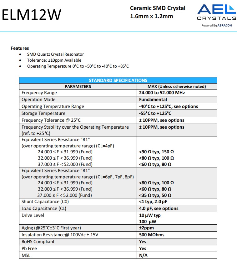 ELM12W规格